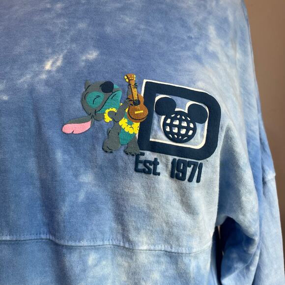 Walt Disney World Stitch Hawaiian Vacation Blue Tie Dye Spirit Jersey Size XS - Picture 2 of 9
